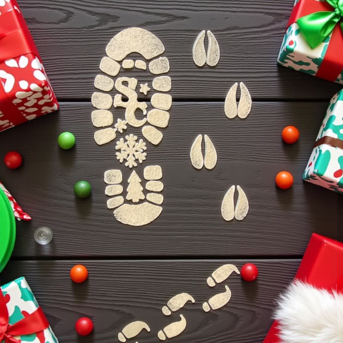 Christmas Footprint Stencil Set – Santa, Elf & Reindeer