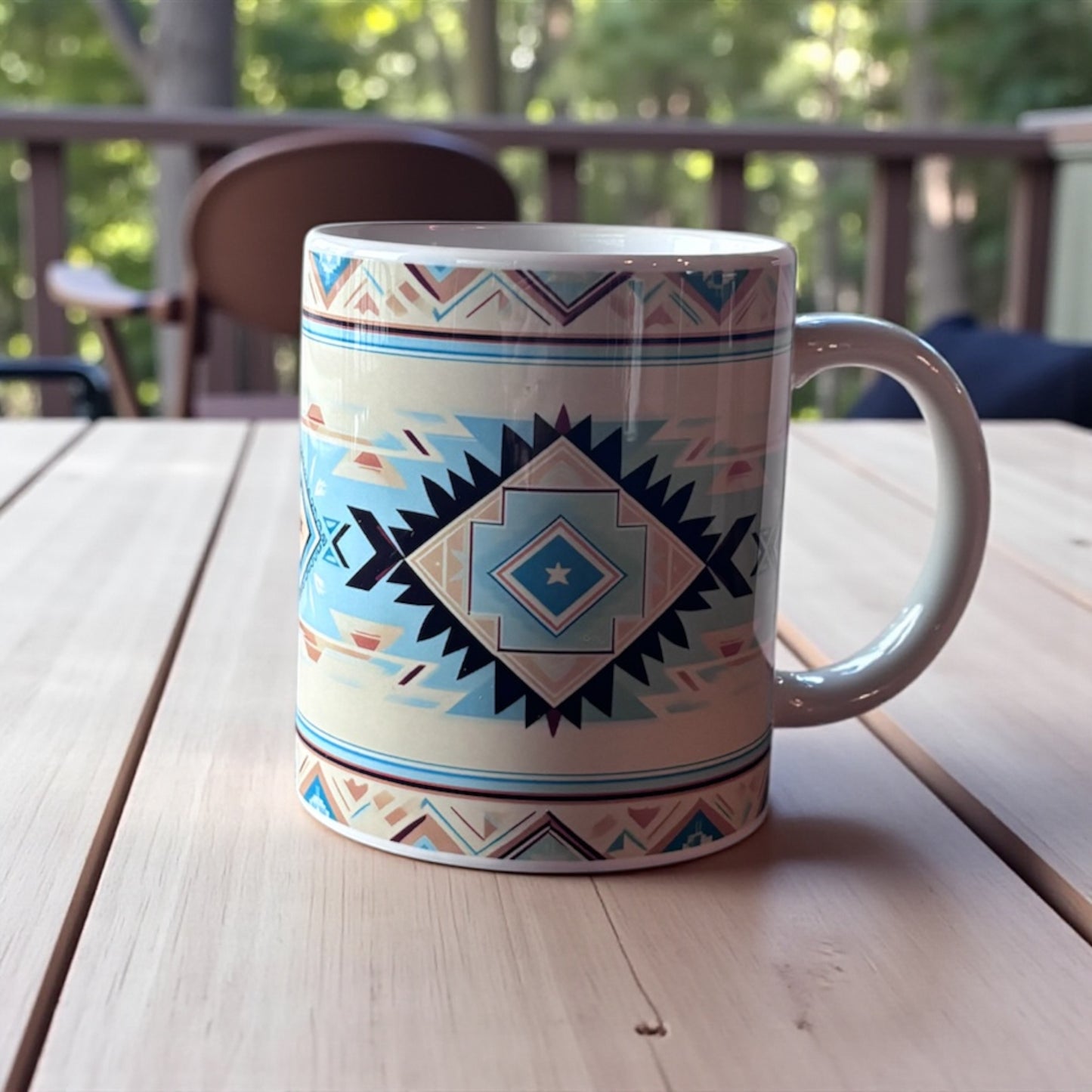 Southwest Ceramic Coffee Mugs – Desert Bloom Geo & Turquoise Trails Starburst