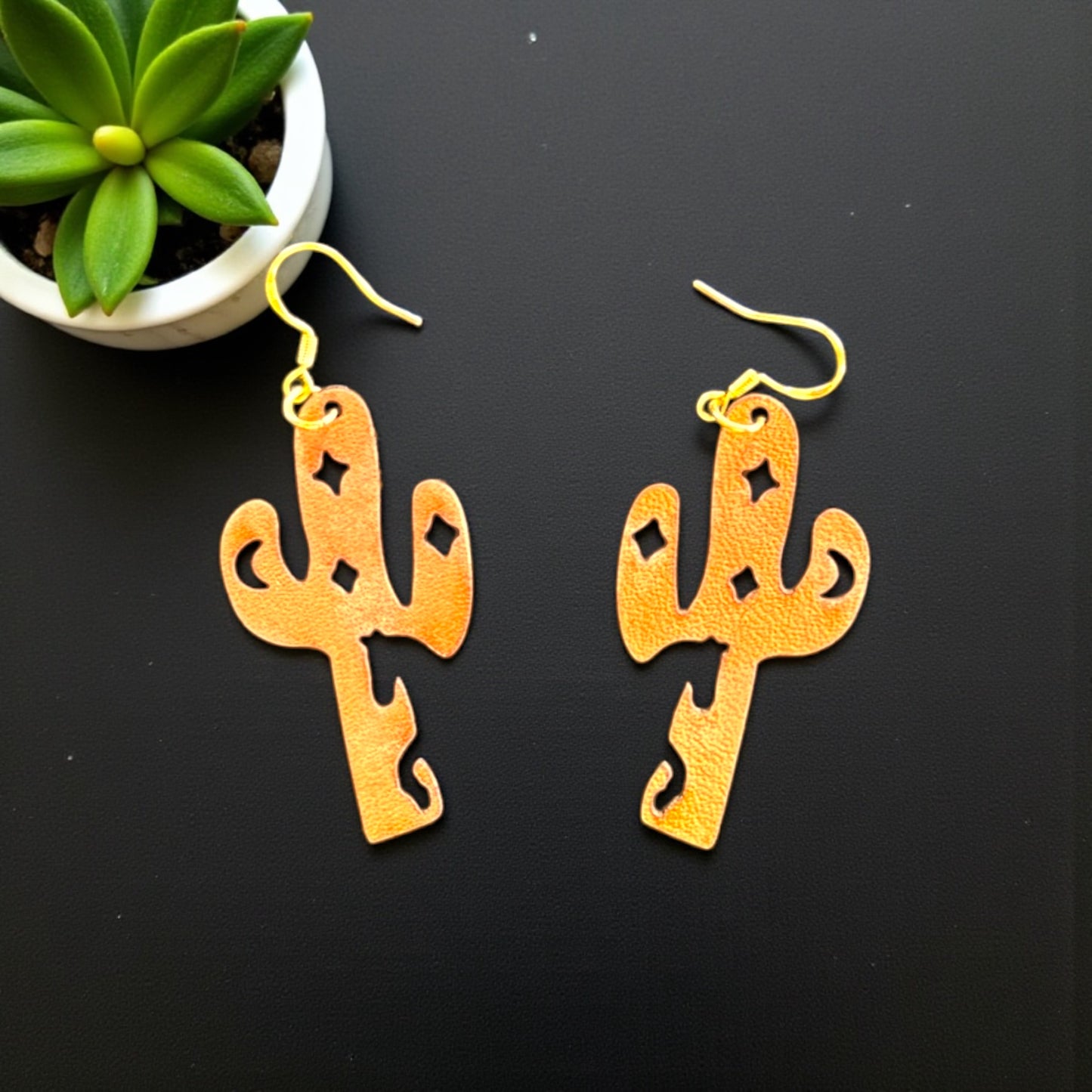 Leather Cactus Earrings – Western Desert Cutout Design