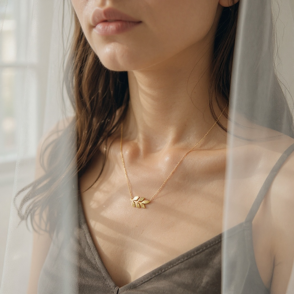 Gold Dipped Dainty Leaf Necklace