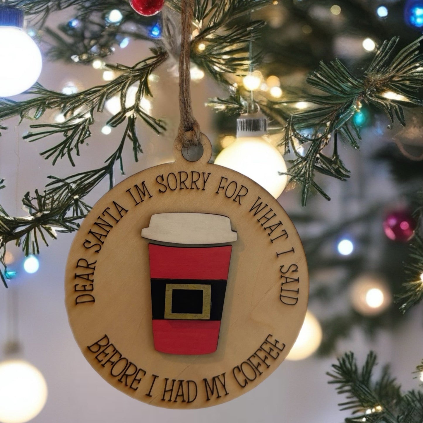 Coffee Ornament – Dear Santa Design