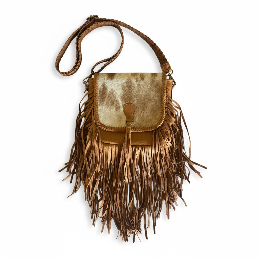 Fringe Crossbody – Genuine Hair-On Cowhide Leather Bag