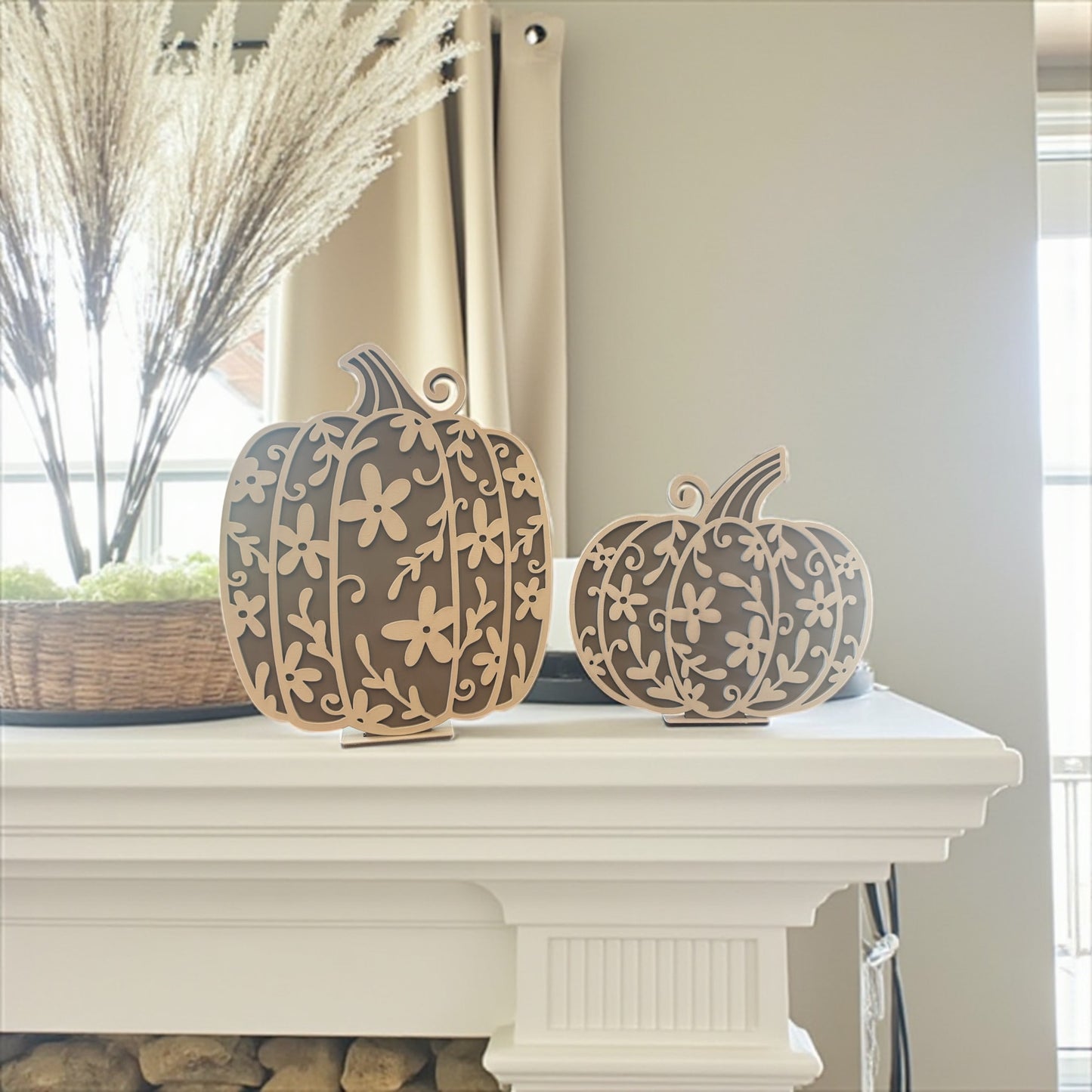 Fall Pumpkin Décor – Laser-Cut, Hand-Painted Wood Accent