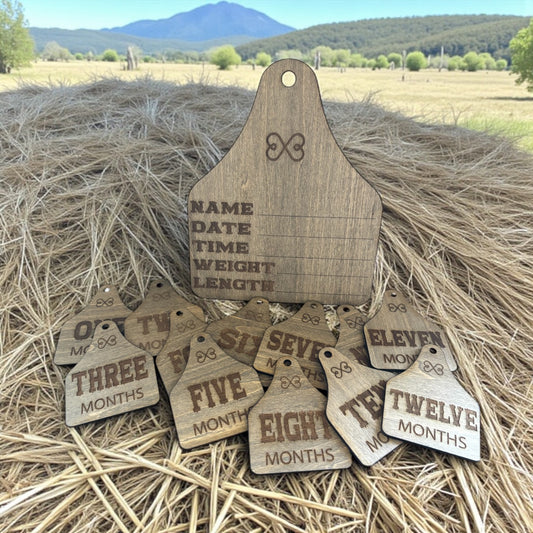 Western Cow Tag Baby Milestone Markers