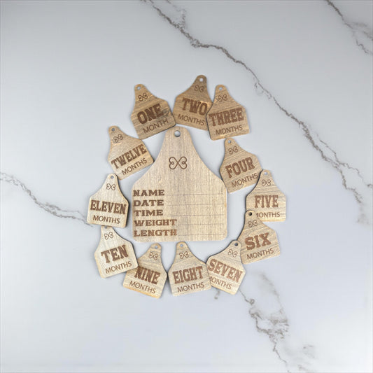 Western Cow Tag Baby Milestone Markers