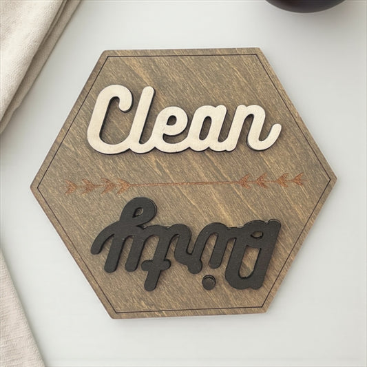 Clean / Dirty Reversible Rustic Kitchen Magnet