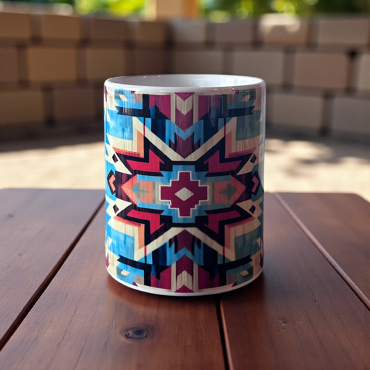 Southwest Ceramic Coffee Mugs – Desert Bloom Geo & Turquoise Trails Starburst