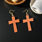 Leather Cross Earrings – Genuine Leather + Sterling Hooks