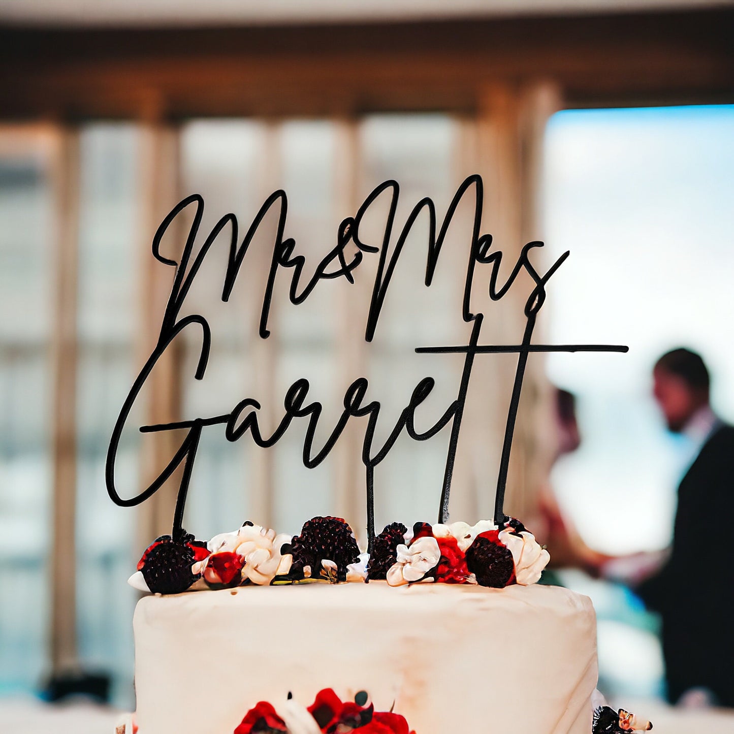 Custom Wedding Cake Topper – Personalized Last Name | Handmade Wood