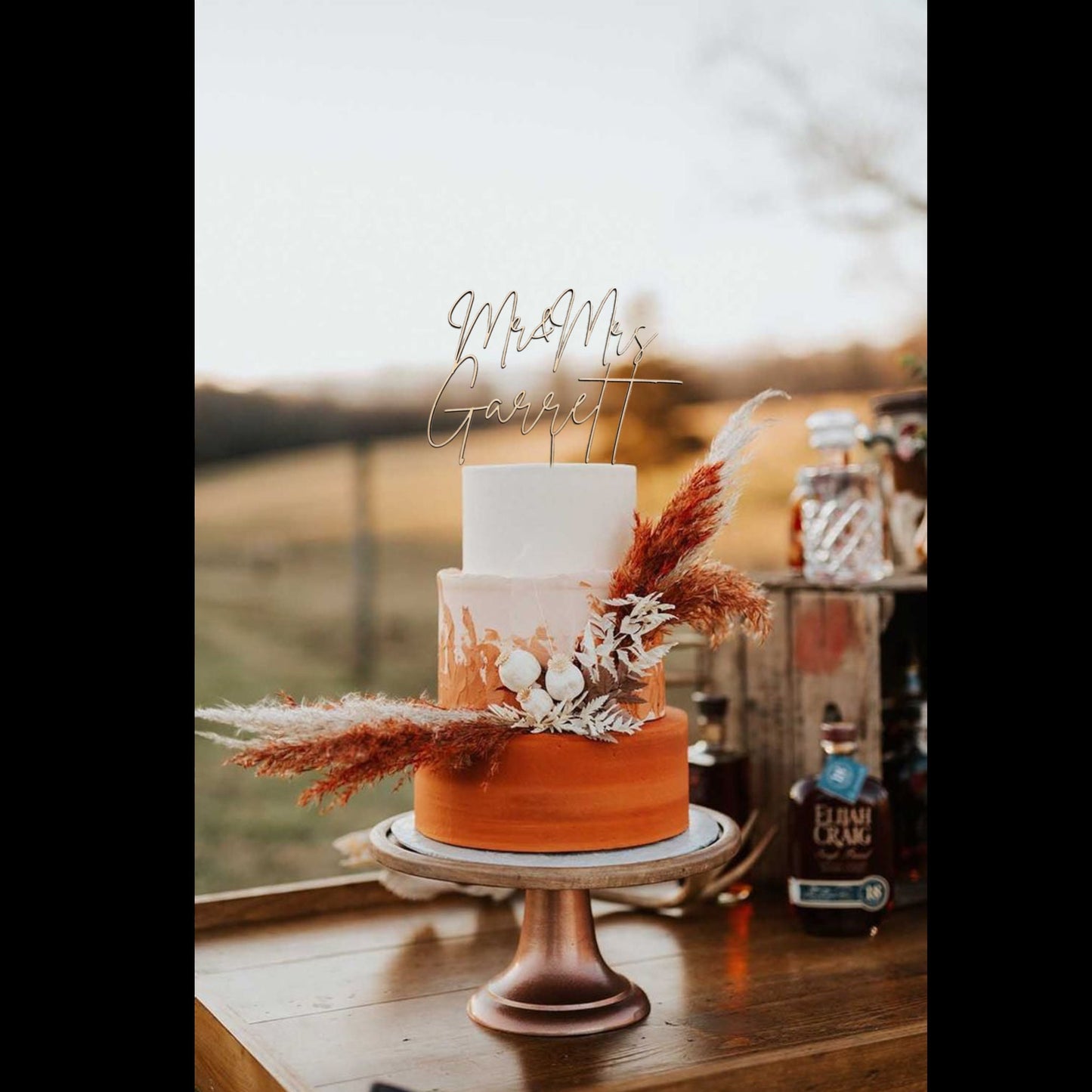 Custom Wedding Cake Topper – Personalized Last Name | Handmade Wood