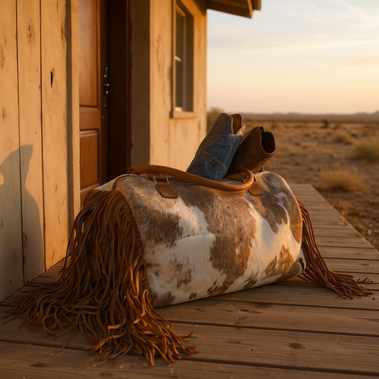 XL Cowhide Duffle Bag – Leather Fringe Weekender