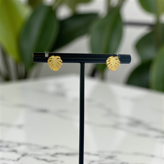 Monstera Leaf Post Earrings