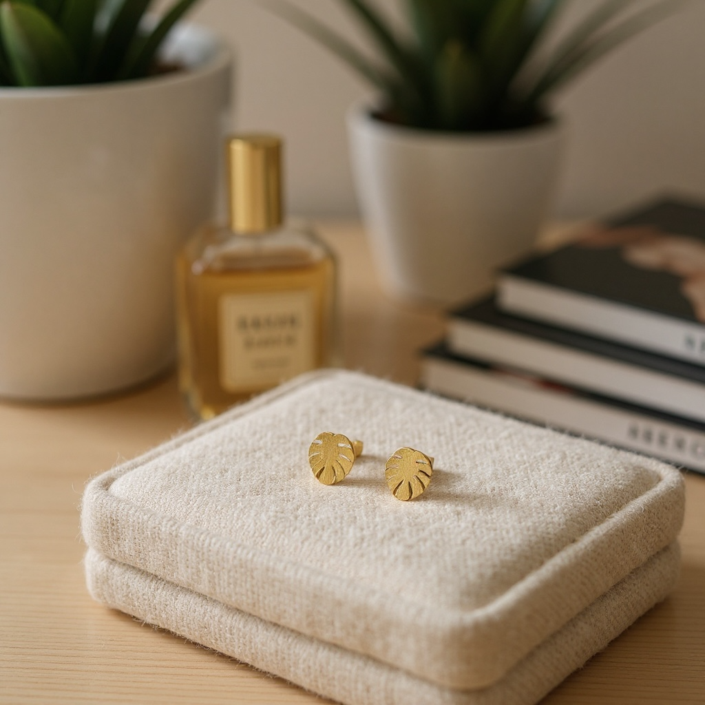 Monstera Leaf Post Earrings