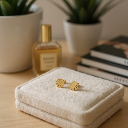 Monstera Leaf Post Earrings