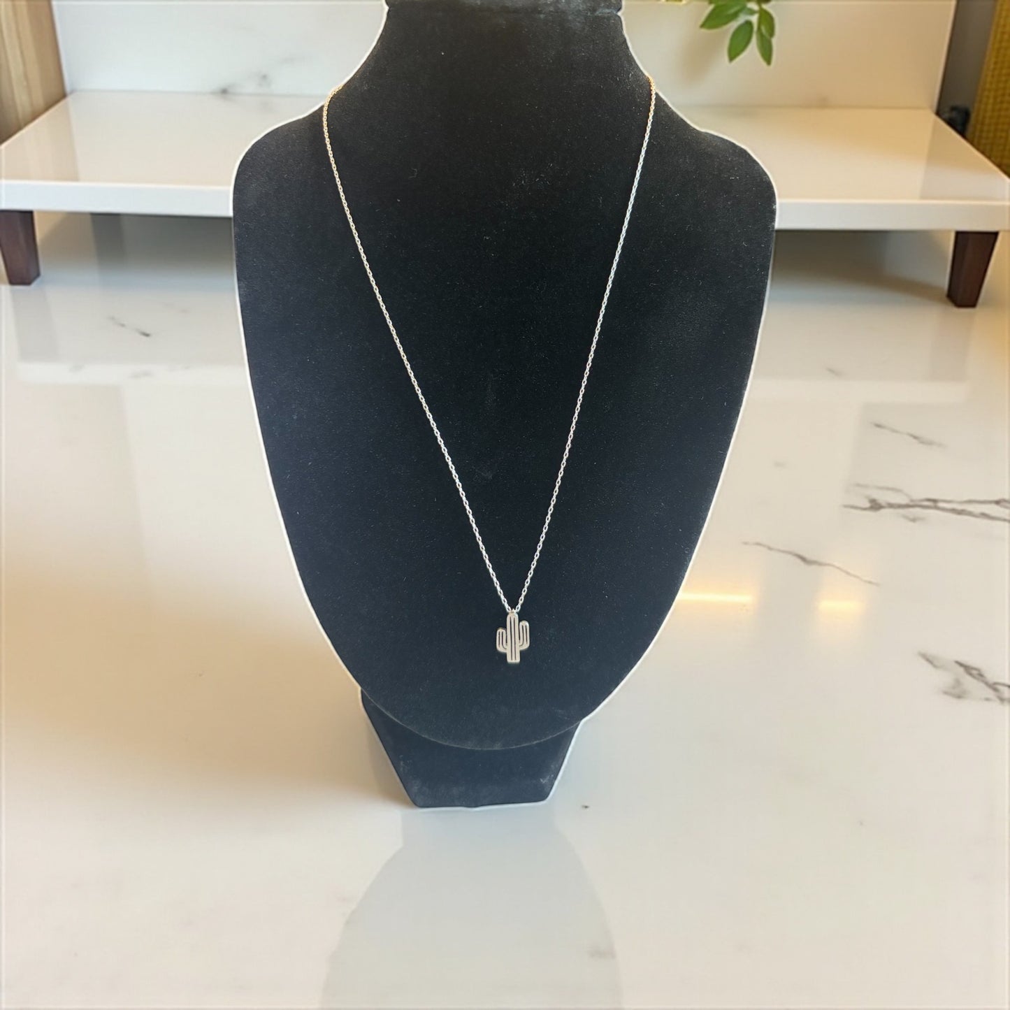 Gold Dipped Cactus Pendant Necklace