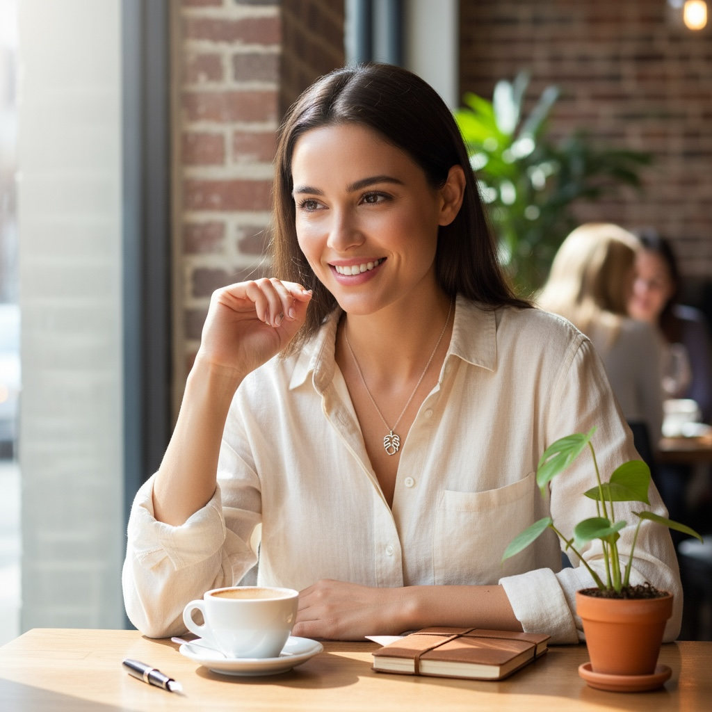 Monstera Cutout Pendant Necklace
